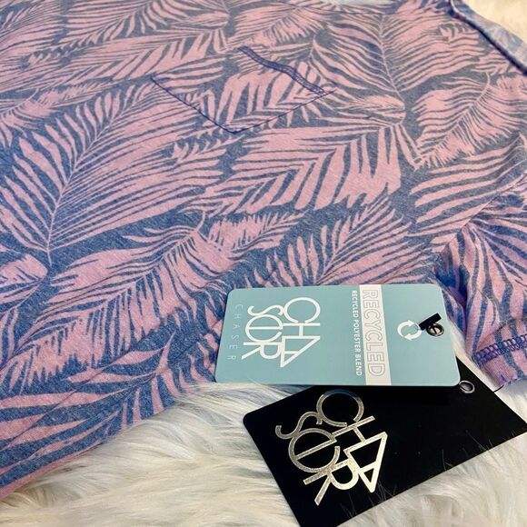 NWT Chaser Leaf Print Cold Shoulder Pink and Blue Top - Picture 8 of 9